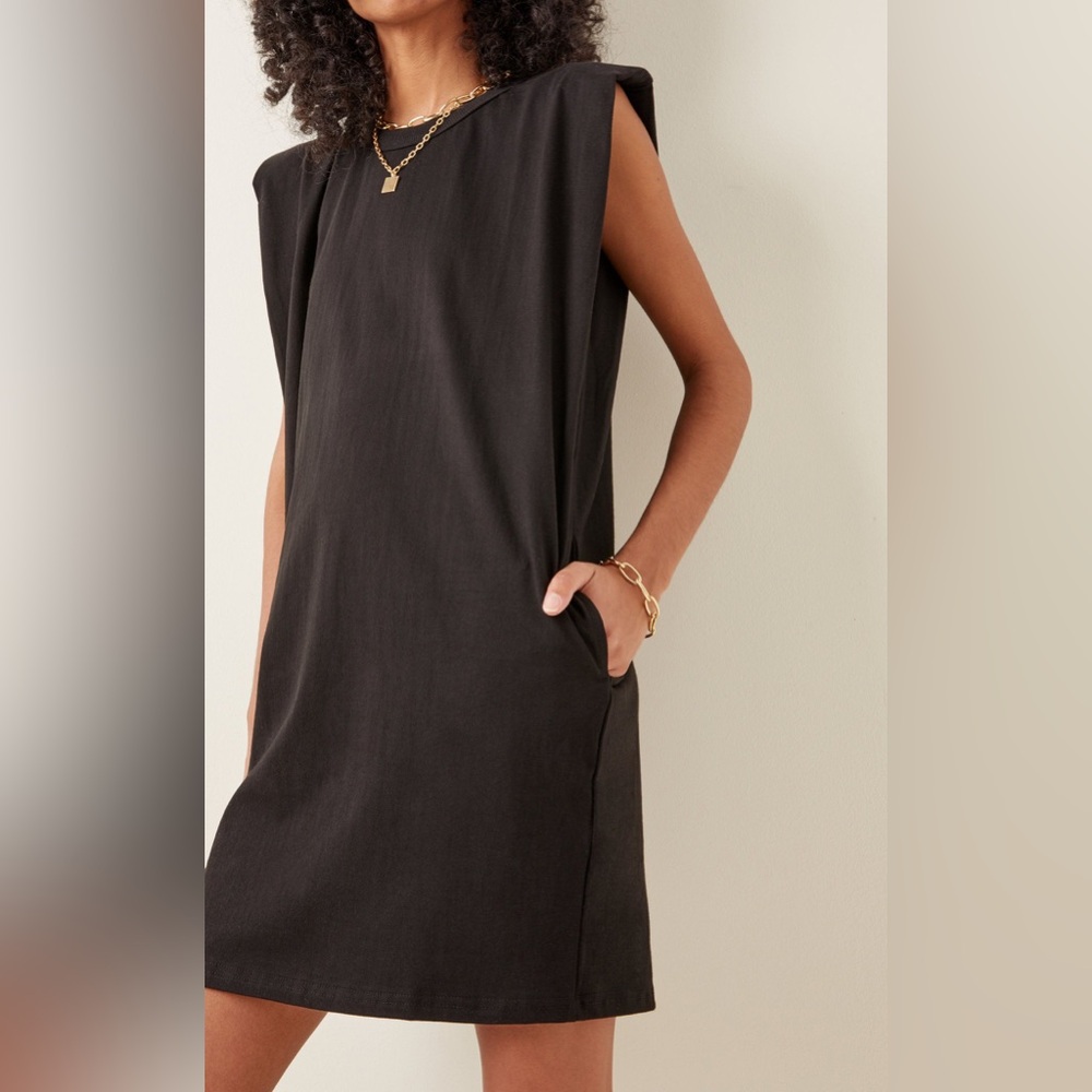 The Frankie Shop Tina Padded Shoulder Muscle Dress Black Size XS